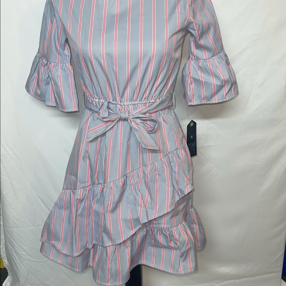 Striped ruffle dress for girls